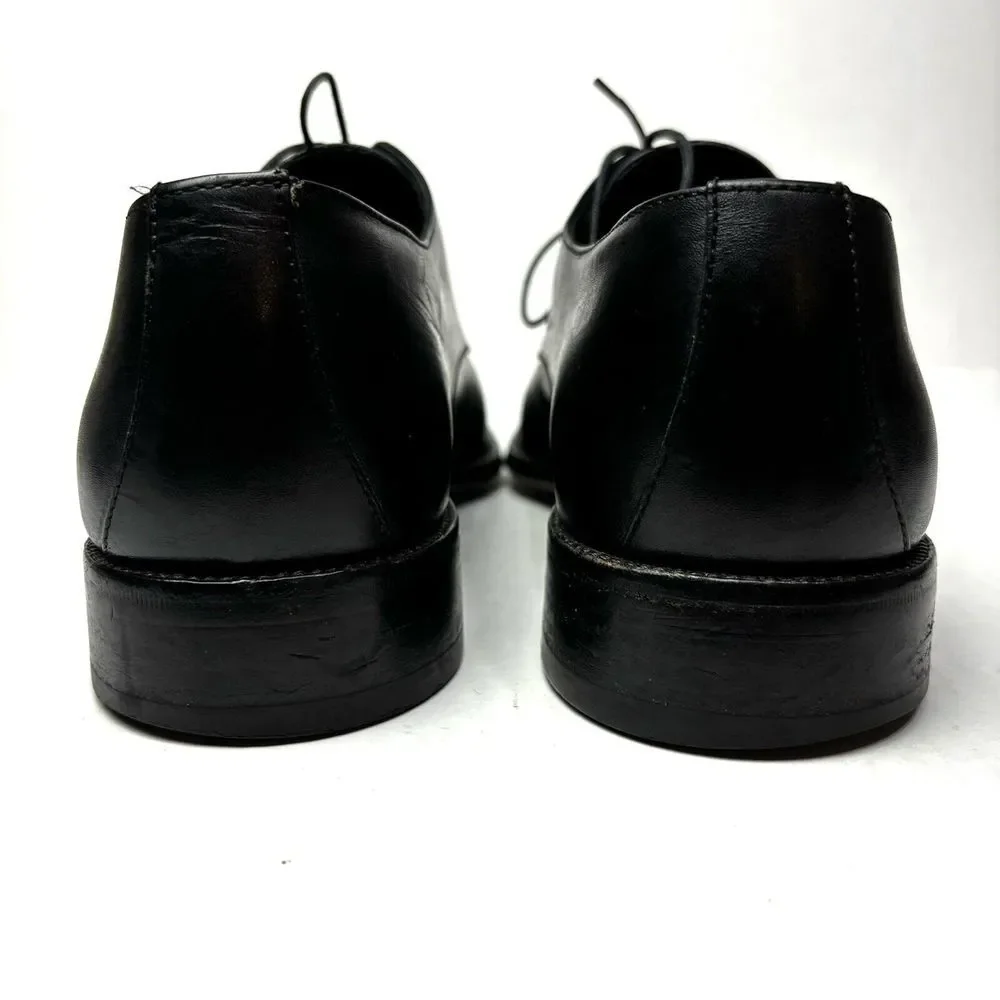 Ermenegildo Zegna Leather Derby Shoes Black Mens‎ 9 Fatte A Mano Italy Prom EUC